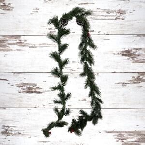 1960s Plastic Christmas GARLAND With Pine Cones & Red Berries Made in Hong Kong